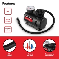 Mini compresor auto cu manometru, 12V, 21 BAR, 300 PSI, negru, Vivo GR0102